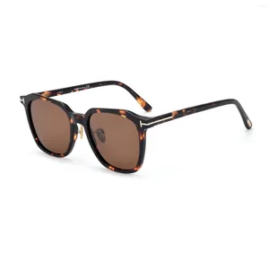 Óculos de sol quadros 2024 masculino acetato fibra moda polarização tf971 k feminino leopardo impressão ao ar livre marrom chá óculos 971