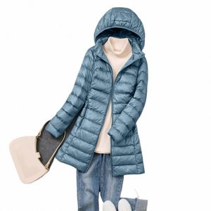 Winter Womens Down Jackets LG Ultra Light Thin Casual Coat Puffer Jacket Slim Hat Löstagbar huva Parka Portable Outwear 43ot#
