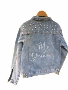 custom Embroidered Jean Jackets Women Party Persalizati Mrs Names Embroidered Pearl Denim Jacket Bridal Persalized Wedding V4QV#