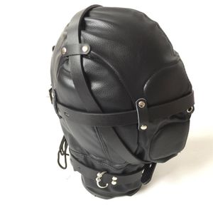 Soft Leather Bondage Whole Sealing Lace Up Hood Headgear Face Mask Eyepatch Dog Slave BDSM Bed Games Sex Product Flirting Toy 7195215367