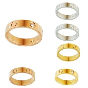 Moda mücevher aşk yüzüğü paslanmaz lüks klasik çift unisex tasarımcı manşet vidalı çelik alaşım soluk solma tırnak kaplama gümüş kristal x1bs#