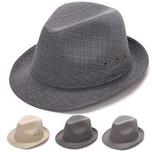 Chapéu de guarda-sol masculino com material de cânhamo grande e chapéu frio respirável com orifícios de ar para a primavera e o verão.Eu para pessoas de meia-idade e idosos.Velho