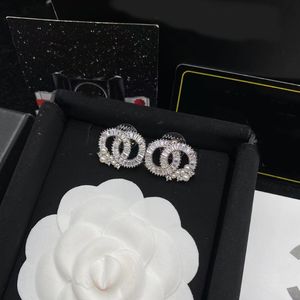 2022 New Fashion Crystal Alphabet Stud Stud Earreing Aretes orecchini Ladies Wedding Party 선물 선물 고급 디자이너 보석과 Box312r