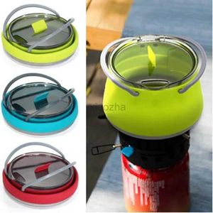 Camp Kitchen Silicone Folding Kettle Portable Field Camping Open Fire Coffee Tea Cassette Cooker Outdoor Camping Hiking Pot Bowl Backpacking 240329