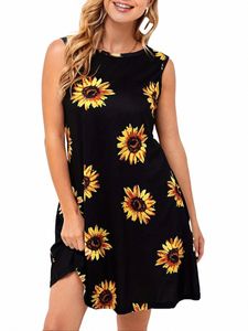 Kobiety swobodny wiosna lato O-Neck Sunfr Sunfr Floral Pris