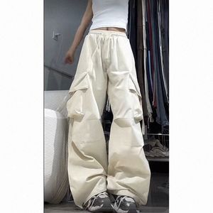 Y2K Pantaloni cargo da donna Vintage Streetwear Pantaloni larghi a gamba larga Pantaloni sportivi con coulisse casual Tasche oversize Pantaloni Tech Fi Q5Zw #