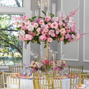 only for led candle)wedding walkway aisle pedestal flower vase stand wedding ball metal gold iron frame tall round wedding flower stand centrepiece