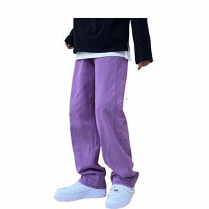 Lappster uomo viola vintage jeans larghi 2023 uomo a vita bassa denim pantaloni Y2k maschio gamba larga dritto streetwear jeans plus size F56r #