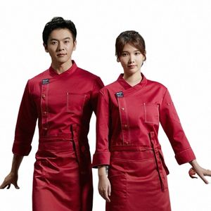 chef Uniform Work Clothes Lg Sleeve Hotel Hotel Kitchen and Canteen Barbecue Shop Large Size Kitchen Restaurant Catering Bakin c0ky#