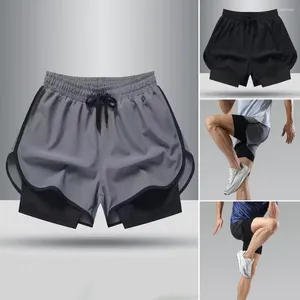 Running Sets Adjustable Waistline Shorts Men's Quick-drying Fitness With Elastic Waistband Pockets Solid Color Sports For Summer