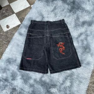 y2k Hip Hop JNCO baggy jeans Denim Shorts vintage pattern Men Women Summer designer Harajuku Gothic Men purple Shorts 581