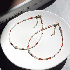 Anklets lii ji kamień naturalny kostka 14K złota wypełniona Jade Moonstone Rose Quartz Carnelian Red Jasper Multi Stone Ręcznie robiona biżuteria