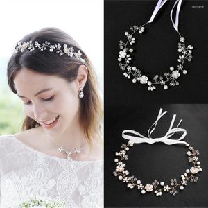 Grampos de cabelo casamento cristal pérola flor bandana tiara videira para mulheres noiva acessórios jóias ornamentos