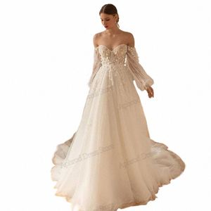 حفل زفاف رشيق Dres Tulle Tiered Tiered Bridal Line A-Line قبالة أردية الكتف للحفلة الرسمية الأميرة Vestidos de Novia J1NQ#