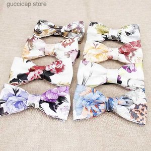 Бобовые галстуки высококачественные классические Pu Patch Cetthiping Bow Deaks Butterfly Wedding Party Bowtie для Man Flower Print Skeleton Vintage Boy Tie Y240329