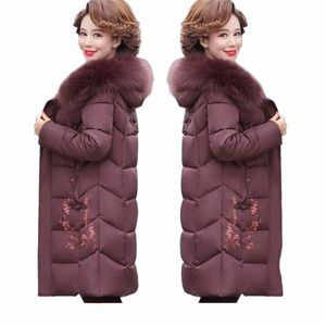 Matka Down Cott Cott Capted Elderly Damska płaszcz zimowy z kapturem grube ciepłe gęstość Veet LG parkas haftowane 10 W1YP#