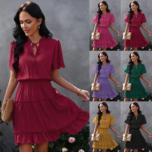 Womens Clothing Summer High Collared Loose Flare Dress