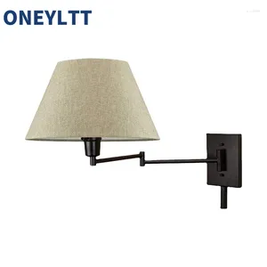 Wall Lamp American LED Adjustable Fabric Bedroom Bedside Nordic Style Living Room Background Reading