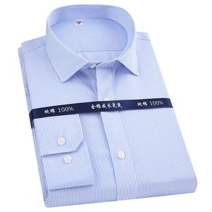 Mens Classic Long Sleeve Rands Dress Shirt Non Iron Regelbunden formell Business Social Buttup Easy Care Luxury Cotton Shirts 240328