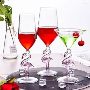 Vinglasögon rosa flamingo cocktail glas kristall champagne cup martini bägge för bröllop firande tacksägelse fester älskare