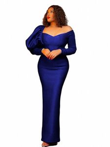 blue Off Shoulder Bodyc Dres Lg Sleeve High Waist Evening Party Outfits for Women Autumn Cocktail Event Gowns Large Size l5eK#