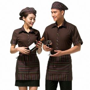 tuta dell'hotel Summer Restaurant Dining Cameriere Uniforme Cafe Shop Waitr Uniform Western Food Service Work Wear Chef Uniform s5cP #