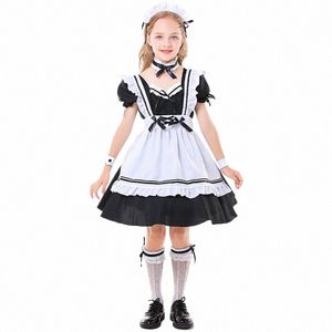 umorden Child Amine Cute Lolita French Maid Cosplay Costume Black White Dr Uniform Girls Waitr Halen Party Costumes p0wb#