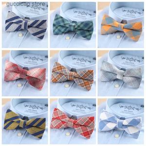 Bow Ties Brand New Mens Fashion Bright Bowtie Check % Cotton Soft Striped Double Fracture Butterfly Men Bow Ties Designer Cravat Y240329