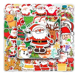 100 st julklistermärken söta jultomten snögubbe tecknad vattentät klistermärke för bärbar dator diy resväska barn leksaker fönster telefon4524748