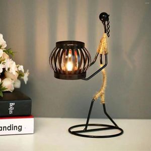 Candle Holders Retro Metal Candlestick Rope Girl Iron Decorative For Home Decoration Wedding Art Desk Tabletop
