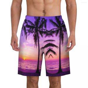 Men's Shorts Summer Gym Males Beach Sunset Tropics Sportswear 3D Printed Board Short Pants Vintage Fast Dry Trunks Large Size