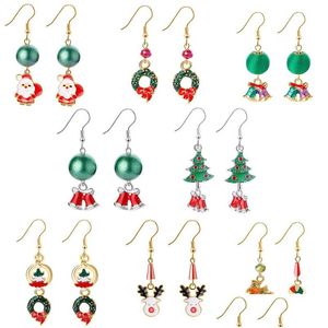 Dungle Chandelier Avrupa ve Amerikan Noel Ağacı Santas Geyik Ememeli Küpeler Vintage Etnik Kızlar Kadın Hoop Küpe Mücevher Dhihe