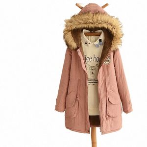 japanese autumn and winter new student women's plus veet thick Hooded Medium and lg secti Flocking clothing cott coat 60OQ#