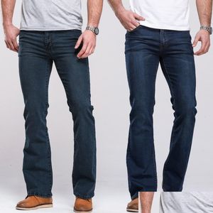 Мужские джинсы Мужские ботинки, слегка расклешенные, приталенные, синие, черные, дизайнерские, классические, мужские, эластичные, Прямая доставка, одежда, одежда Dhwcd