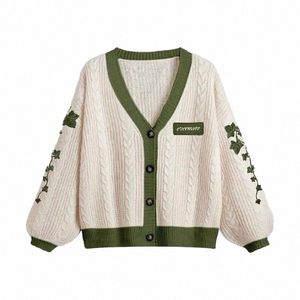 Evermore Cardigan Taylor Versi Verde Vine Bordado Butt Down Cable Knit Sweater Mulheres Outono Inverno Vintage Outfit i9U4 #