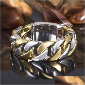 Band Rings 2021 Fashion Curban Link Chain Style Un Personality Sier Gold Two Tones S925 Finger Ring For Men Drop Delivery Jewelry Dhuso