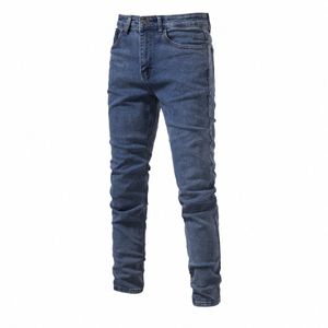 Aiopeson 2023 Autumn Denim Jeans Pants Men Slim Fit Straight Jeans For Men Quality Cott Busin Casual Wear Mens Denim Pan P8D4#