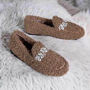 Casual skor kvinnors höst och vinter lamm ull grossist plysch hem bomull varma loafers inomhus fritid