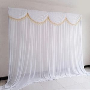 10x10ft Eisseide eleganter Hochzeitshintergrund Vorhang drapiert Hochzeitszubehör Vorhang drapiert Hintergrund für Party-Event Tied Piped257k