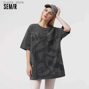 Koszulka damska SEMIR 2024 T-shirt z krótkim rękawem Kobiety Design Średniej długości Ogółe drukowane letnie koszulki dla kobiet24329