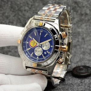 U1 TOP AAA Breting Chronomat Patrouille Air Watch 3A Wysokiej jakości Navitimer Chronograph Quartz dwon ton Blue Dial 50. rocznica zegarek na rękę