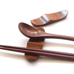 Chopsticks 6 st borddekor med solid träsked hållare restaurang multifunktion vilar innehavare skrivbordsgaffel