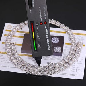 Hip Hop Jewelry Men's Pink Style 11Mm Gold Plated Sterling Sier Cushion Cut VVS Moissanite Diamond Tennis Chain Necklace