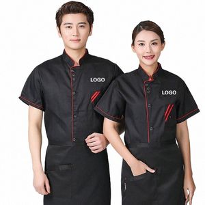 chef Uniform Men Cook Clothes Unisex Restaurant Kitchen Shirt Short/Lg Sleeves Pastry Jacket Works Top Print Logo Design F598#