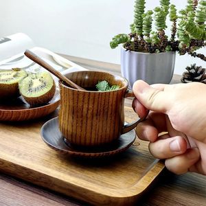 Dinnerware Sets Handmade Wooden Cup Set Coffee Mugs Decorative Water Simple Exquisite Drinking Household Breakfast