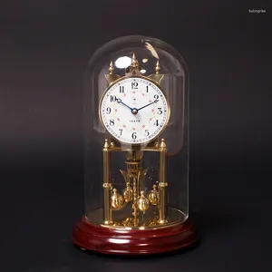 Masa saatleri Mekanik Güç Tasarımı Yıl Saat Doğum Günü Yatır Ahşap Base Saf Bakır Hareket Vintage Avrupa Stil