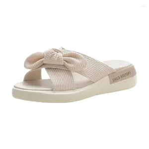 Slippers 2024 Spring Summer Women's Wedges Fashion Casual Beach Sandals Outside Wearing Bow Platform Female