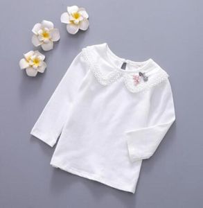 2019年の秋の新しいスタイルThe Girl Lapel Bowknot Style Long Sleeve Cotton Tshirt Fashion Children Closes4603837