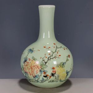 Vasos coleção de porcelana antiga vaso de pássaros e flores ornamento de vaso de porcelana