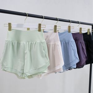 Shorts esportivos de secagem rápida, malha de verão combinando com calças de pernas largas, roupa externa elástica anti ioga